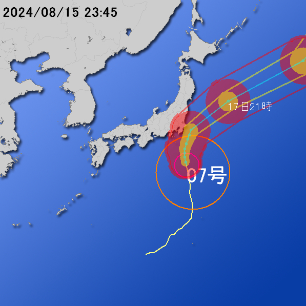 「速報」令和６年 台風第７号に関する情報（15日23時）